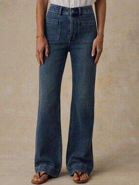 Faherty Riverton Stretch Terry Patch Pocket High Rise Pants Sz 32